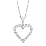 1/2 Cttw Diamond Heart Pendant Necklace in 10K White Gold (0.50 Cttw, I-I2) Diamond Open Heart Necklace