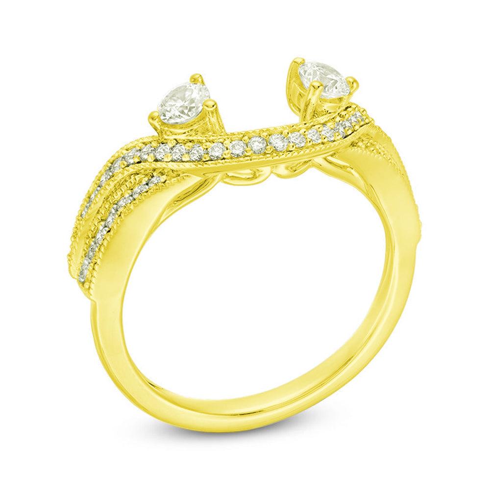 1/2 Cttw Diamond Vintage-Style Solitaire Enhancer Ring Wrap in 14K Yellow Gold (0.50 Cttw, I-I2) Diamond Guard Ring