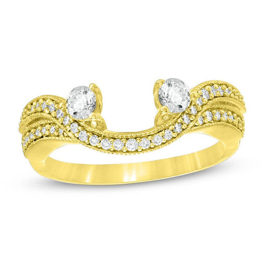 1/2 Cttw Diamond Vintage-Style Solitaire Enhancer Ring Wrap in 14K Yellow Gold (0.50 Cttw, I-I2) Diamond Guard Ring