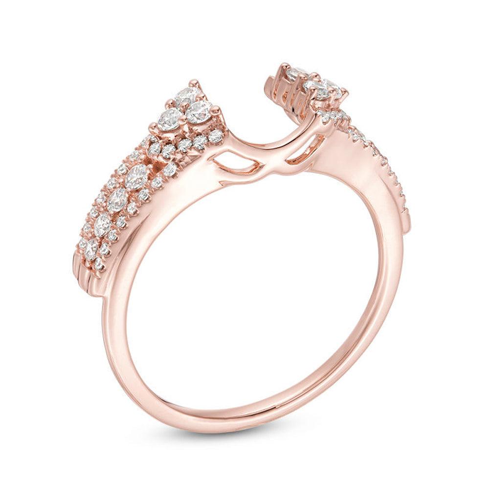 1/2 Cttw Diamond Vintage-Style Solitaire Enhancer Ring Wrap in 14K Rose Gold (0.50 Cttw, I-I2) Diamond Guard Ring