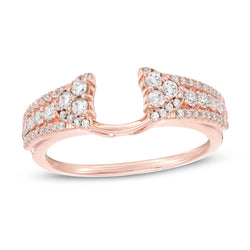 1/2 Cttw Diamond Vintage-Style Solitaire Enhancer Ring Wrap in 14K Rose Gold (0.50 Cttw, I-I2) Diamond Guard Ring