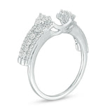 1/2 Cttw Diamond Vintage-Style Solitaire Enhancer Ring Wrap in 14K White Gold (0.50 Cttw, I-I2) Diamond Guard Ring
