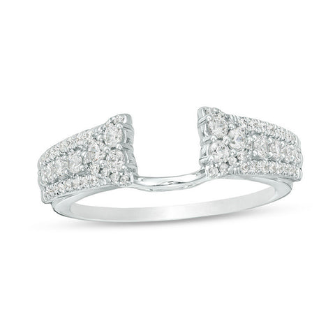 1/2 Cttw Diamond Vintage-Style Solitaire Enhancer Ring Wrap in 14K White Gold (0.50 Cttw, I-I2) Diamond Guard Ring