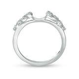 1/8 Cttw Diamond Vine Vintage-Style Solitaire Enhancer Ring Wrap in 10K White Gold (0.12 Cttw, I-I2) Diamond Guard Ring
