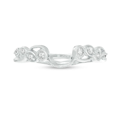 1/8 Cttw Diamond Vine Vintage-Style Solitaire Enhancer Ring Wrap in 10K White Gold (0.12 Cttw, I-I2) Diamond Guard Ring