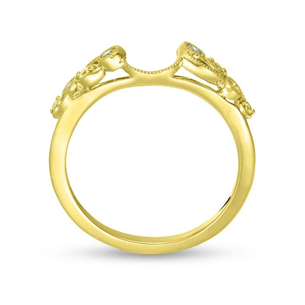 1/8 Cttw Diamond Vine Vintage-Style Solitaire Enhancer Ring Wrap in 10K Yellow Gold (0.12 Cttw, I-I2) Diamond Guard Ring