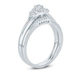 EternalDia 1/4 Ct Round Diamond Solitaire Halo Engagement Wedding Ring Set In 10Kt White Gold (IJ/I2) - EternalDia