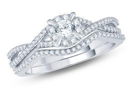 EternalDia Diamond Vintage-style Solitaire Bridal Set - EternalDia