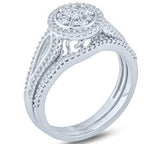 EternalDia 1/2 Ct Round & Baguette Diamond Composite Cluster Engagement Wedding Set In 10Kt White Gold (IJ/I2) - EternalDia