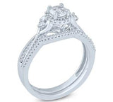 EternalDia 1/2 Ct Round Diamond Halo Composite Engagement Wedding Set In 10K White Gold (IJ/I2) - EternalDia
