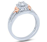 EternalDia 1/2 Ct Round Diamond Cushion Shaped Halo Engagement Wedding Set In two-tone 10K Gold (IJ/I2) - EternalDia