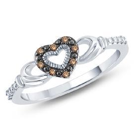 EternalDia Champagne Diamond Claddagh Fashion Ring - EternalDia