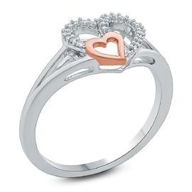 EternalDia White Diamond split shank Double Heart Ring - EternalDia