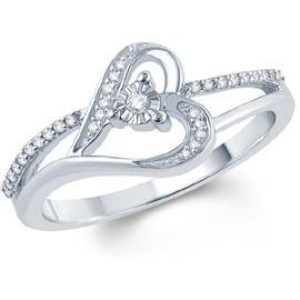 EternalDia White Diamond Heart Ring With Miracle Plate - EternalDia