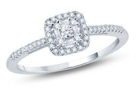 EternalDia Diamond Square Baguette Frame & Round Cut Fashion Ring - EternalDia