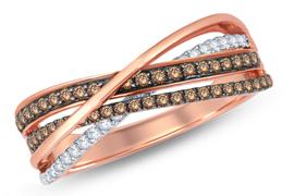 EternalDia Champagne Diamond Bypass Fashion Ring - EternalDia