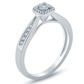 EternalDia Round Diamond Promise Ring With Miracle Plate - EternalDia