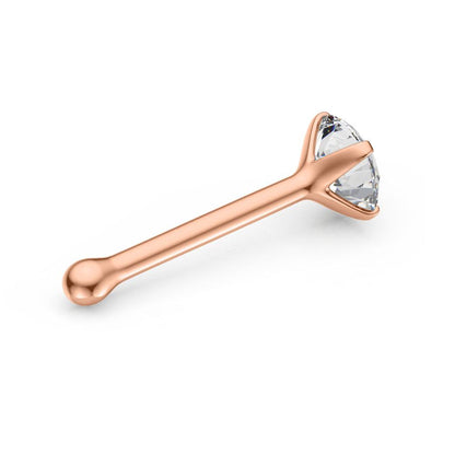 0.03Ct IGI Certified Real Diamond Nose Stud With Ball Barbell 14K Gold Nose Stud in 20 Gauge / Diamond Nose Ring Bone For Women/ Diamond Color-I-J, Diamond Clarity- I2-I3