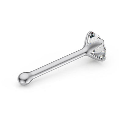 0.03Ct IGI Certified Real Diamond Nose Stud With Ball Barbell 14K Gold Nose Stud in 20 Gauge / Diamond Nose Ring Bone For Women/ Diamond Color-I-J, Diamond Clarity- I2-I3