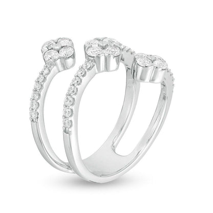 1 Cttw Diamond Flower Orbit Wrap Ring in 10K White Gold (1 Carat, J-I3) Diamond Guard Ring