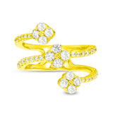 1 Cttw Diamond Flower Orbit Wrap Ring in 10K Yellow Gold (1 Carat, J-I3) Diamond Guard Ring