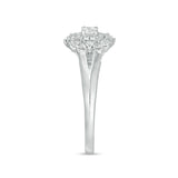 1/2 Cttw Diamond Double Cushion Frame Engagement Ring in 10K White Gold (0.50 Cttw, J-I2) Diamond Vintage Ring