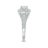 3/4 Cttw Diamond Cushion Frame Vintage-Style Engagement Ring in 10K White Gold (0.75 Cttw, I-I2) Diamond Anniversary Ring