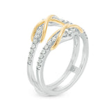 3/8 Cttw Diamond Infinity Chevron Solitaire Enhancer Ring Wrap in 10K Two-Tone Gold (0.37 Cttw, J-I2) Diamond Guard Ring