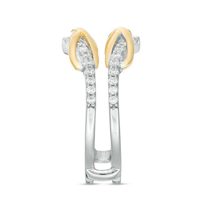 3/8 Cttw Diamond Infinity Chevron Solitaire Enhancer Ring Wrap in 10K Two-Tone Gold (0.37 Cttw, J-I2) Diamond Guard Ring