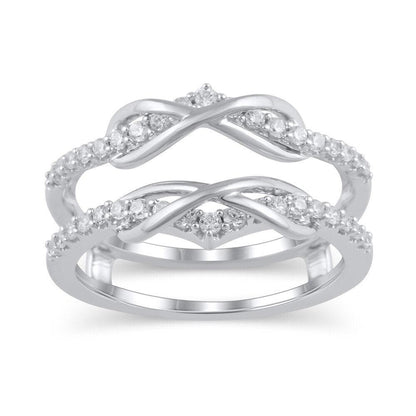 3/8 Cttw Diamond Double Infinity Enhancer Wrap Ring in 10K Two-Tone Gold (0.37 Cttw, J-I2) Diamond Guard Ring