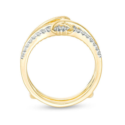 3/8 Cttw Diamond Chevron Crossover Vintage-Style Solitaire Enhancer Ring Wrap in 10K Yellow Gold (0.37 Ct, J-I2) Diamond Guard Ring