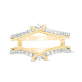 3/8 Cttw Diamond Chevron Crossover Vintage-Style Solitaire Enhancer Ring Wrap in 10K Yellow Gold (0.37 Ct, J-I2) Diamond Guard Ring