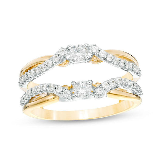 1/2 Cttw Diamond Crossover Solitaire Enhancer Ring Wrap in 10K Two-Tone Gold (0.50 Ct, I-I2) Diamond Guard Ring