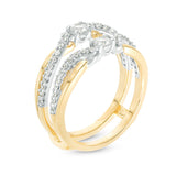 1/2 Cttw Diamond Crossover Solitaire Enhancer Ring Wrap in 10K Two-Tone Gold (0.50 Ct, I-I2) Diamond Guard Ring