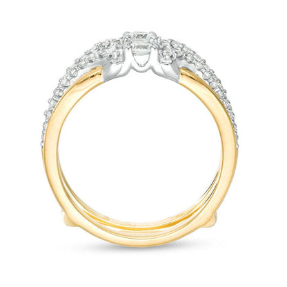 1/2 Cttw Diamond Crossover Solitaire Enhancer Ring Wrap in 10K Two-Tone Gold (0.50 Ct, I-I2) Diamond Guard Ring