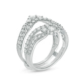 1-1/2 Cttw Diamond Multi-Row Tiara-Style Solitaire Enhancer Wrap Ring in 14K White Gold (1.50 Cttw, I-I2) Diamond Guard Ring