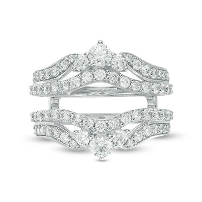 1-1/2 Cttw Diamond Multi-Row Tiara-Style Solitaire Enhancer Wrap Ring in 14K White Gold (1.50 Cttw, I-I2) Diamond Guard Ring