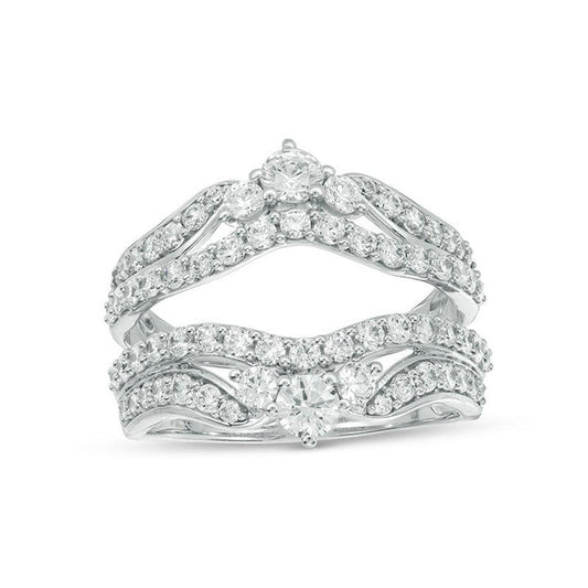 1-1/2 Cttw Diamond Multi-Row Tiara-Style Solitaire Enhancer Wrap Ring in 14K White Gold (1.50 Cttw, I-I2) Diamond Guard Ring