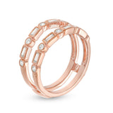 1/2 Cttw Baguette and Round Diamond Alternating Art Deco Vintage-Style Solitaire Enhancer Ring Wrap in 10K Rose Gold (0.50 Ctttw, J-I2) Diamond Guard Ring