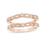 1/2 Cttw Baguette and Round Diamond Alternating Art Deco Vintage-Style Solitaire Enhancer Ring Wrap in 10K Rose Gold (0.50 Ctttw, J-I2) Diamond Guard Ring