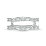 1/2 Cttw Baguette and Round Diamond Alternating Art Deco Vintage-Style Solitaire Enhancer Ring Wrap in 10K White Gold (0.50 Ctttw, J-I2) Diamond Guard Ring