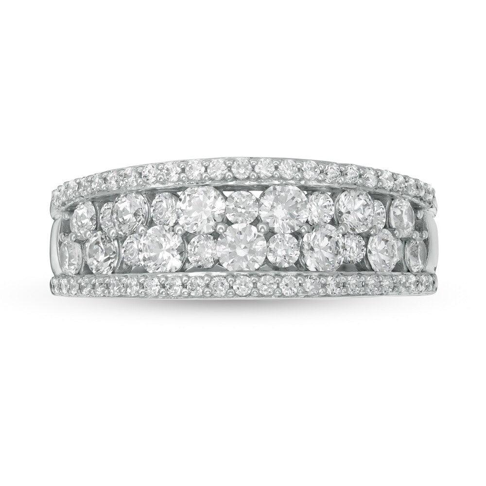 1-1/2 Cttw Diamond Multi-Row Band Ring in 14K White Gold (0.5 Cttw, Color : I, Clarity : I2)