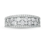 1-1/2 Cttw Diamond Multi-Row Band Ring in 14K White Gold (0.5 Cttw, Color : I, Clarity : I2)