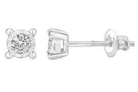 EternalDia 10k Gold Round Diamond Studs Solitaire Earrings Illusion / Miracle (0.33cttw, IJ / I2-I3) Screw-Back - EternalDia