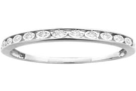 EternalDia 0.10ct 10K Gold Round Diamond Ladies Anniversary Wedding Band Illussion/Miracle Set Ring(IJ/I2-I3) - EternalDia