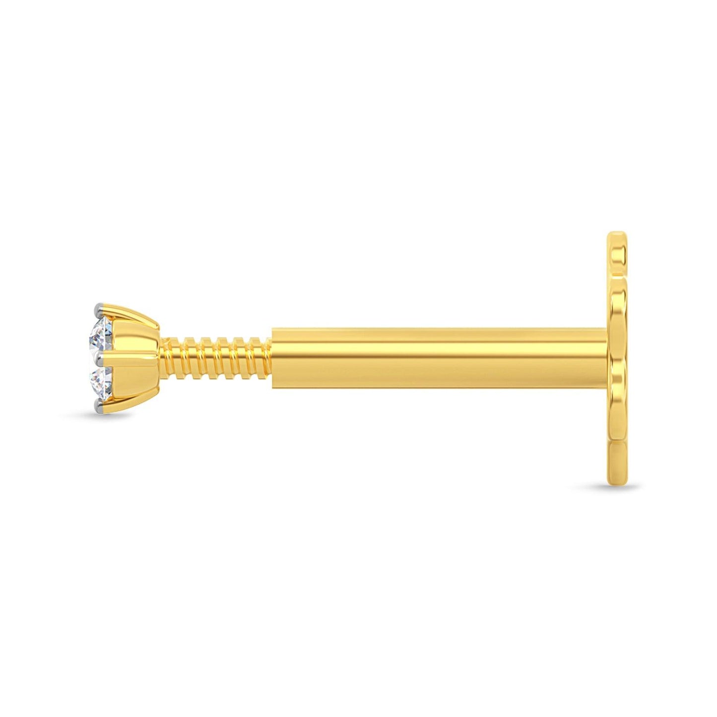 EternalDia 2.3mm Diamond Nose Stud/Lip Labret/Screw Ring Piercing Pin Bone 14k Gold 18 & 19 Gauge (GH/I1-I2)