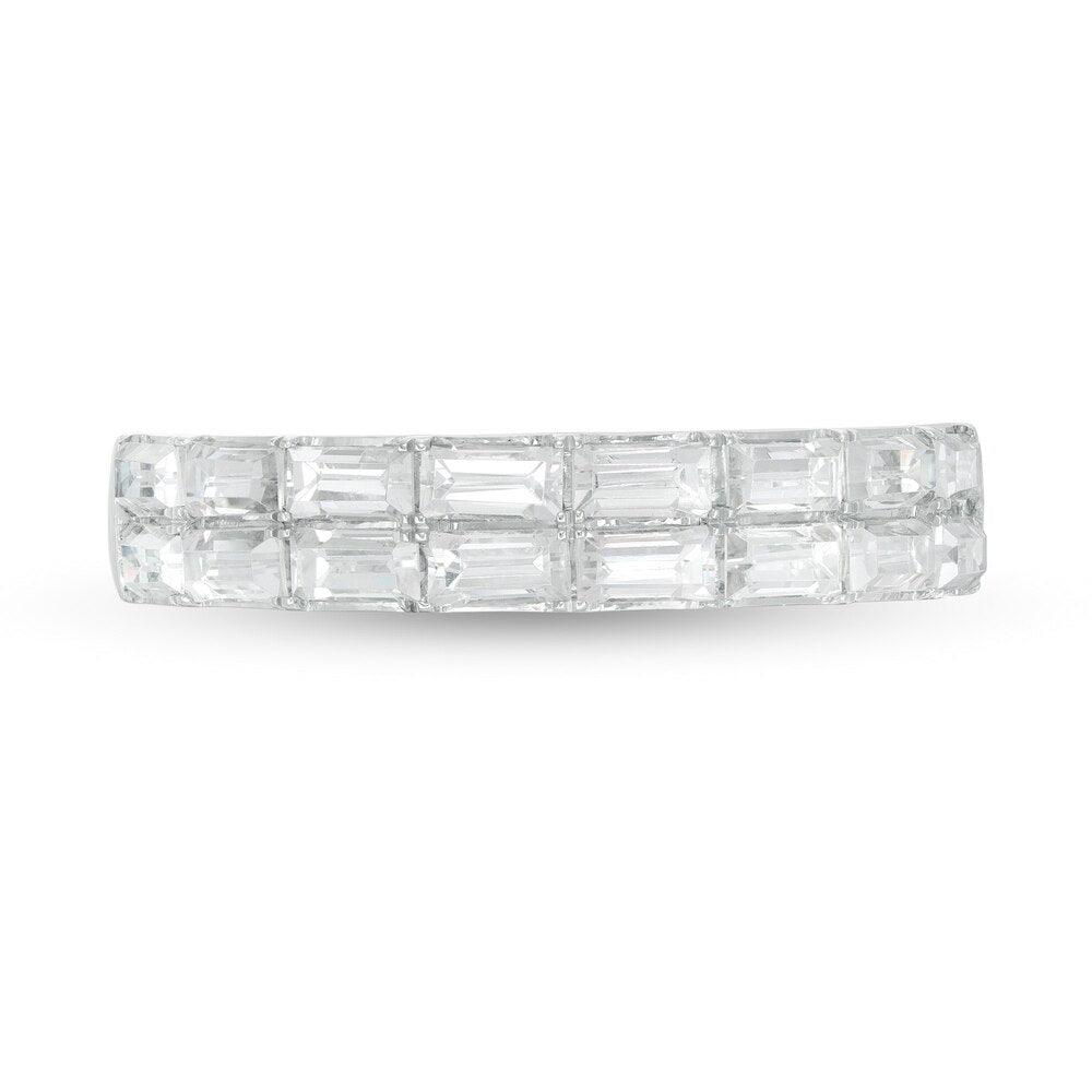 1 Cttw Baguette Diamond Double Row Anniversary Band Ring in 14K White Gold.  (1 Cttw, Color : I, Clarity : I2)