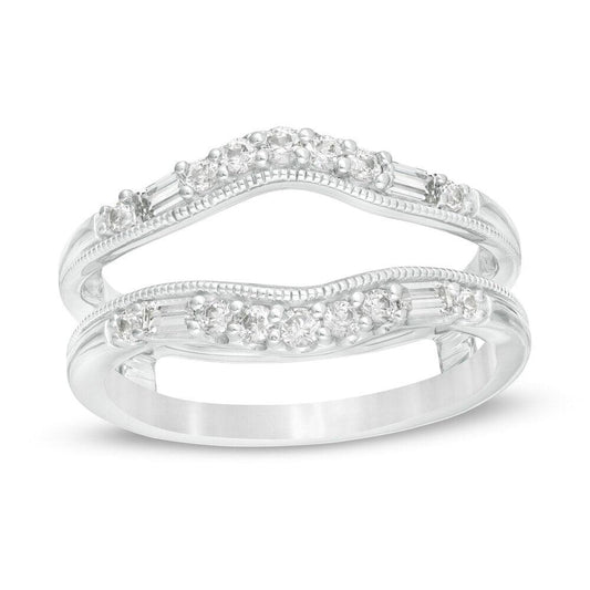 3/8 Cttw Diamond Vintage-Style Contour Solitaire Enhancer Wrap Ring in 14K White Gold (0.38 Cttw, Color : I, Clarity : I2)