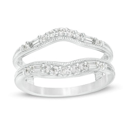 3/8 Cttw Diamond Vintage-Style Contour Solitaire Enhancer Wrap Ring in 14K White Gold (0.38 Cttw, Color : I, Clarity : I2)