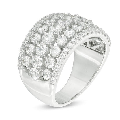 2-1/2 Cttw Diamond Multi-Row Ring in 14K White Gold. We are obsessed with this beautiful big diamond Round and cluster diamond ring (1.5 Cttw, Color : I, Clarity : I2)